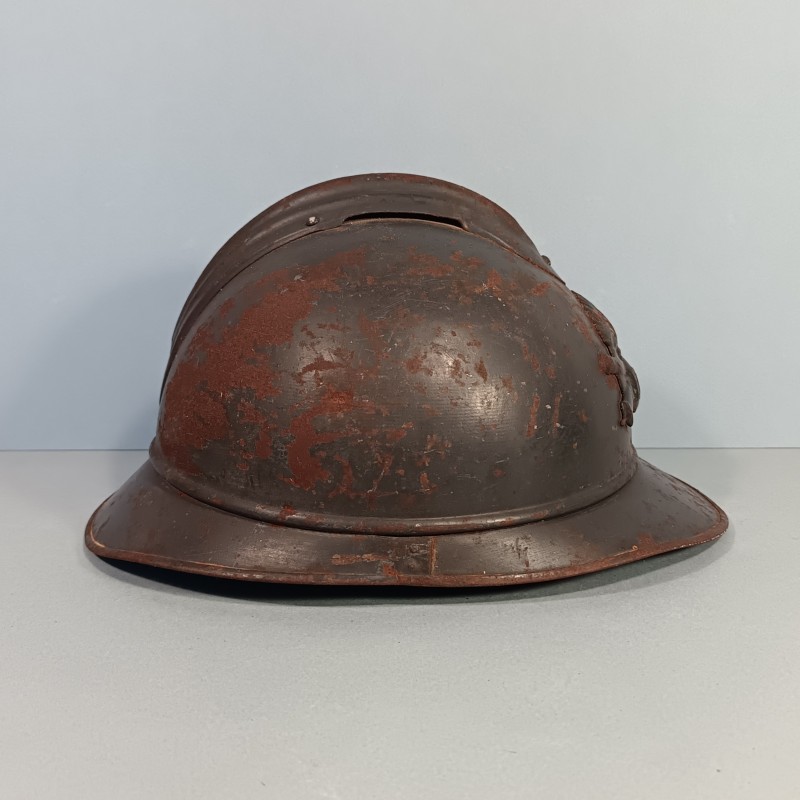 CASQUE ADRIAN MODELE 1915 ARTILLERIE COMPLET GUERRE 1914-1918 DANS SON JUS DE GRENIER !!